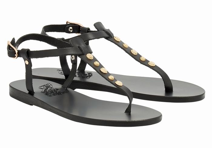 Ancient Greek Sandals Lito Bee Women Back-Strap Sandals Black | SOY489XW