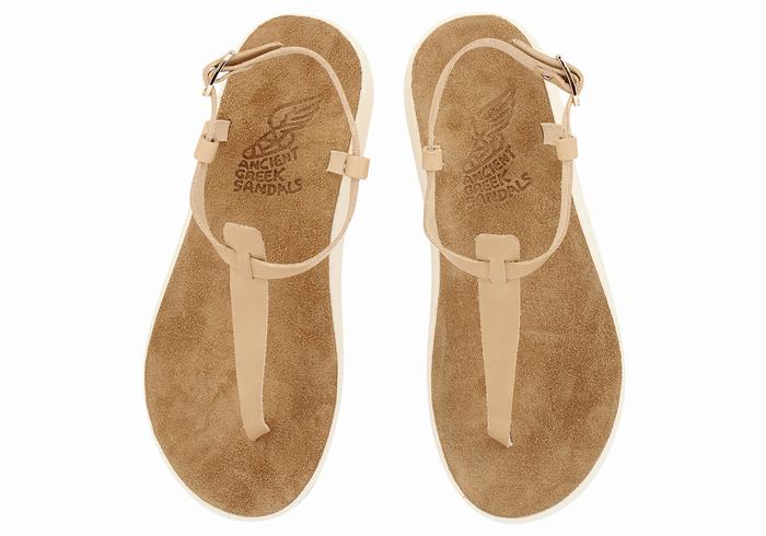 Ancient Greek Sandals Lito Comfort Women Back-Strap Sandals Beige | ZYG5416IY