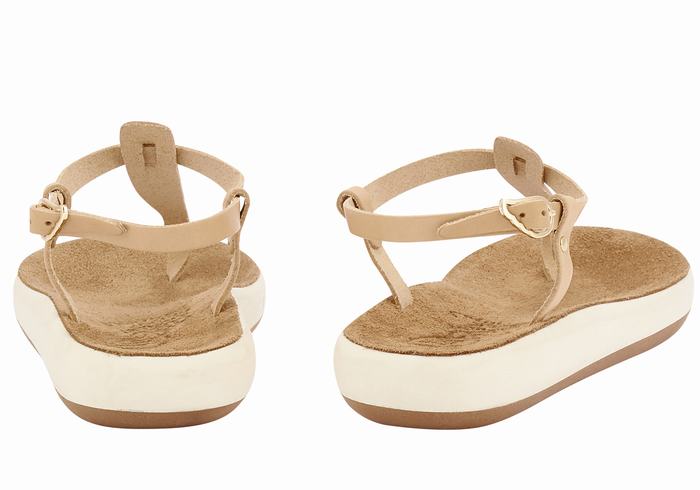 Ancient Greek Sandals Lito Comfort Women Back-Strap Sandals Beige | ZYG5416IY