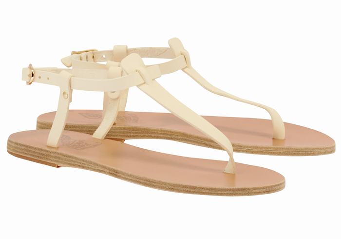 Ancient Greek Sandals Lito Flip Flop Leather Women Back-Strap Sandals White | AFJ8341BW