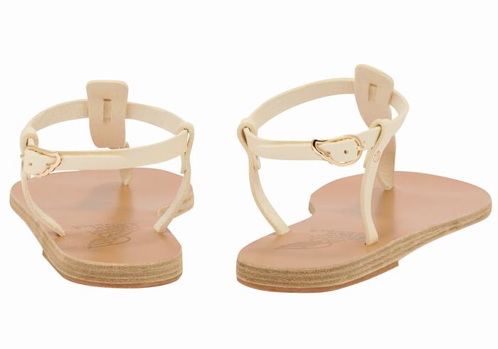 Ancient Greek Sandals Lito Flip Flop Leather Women Back-Strap Sandals White | AFJ8341BW