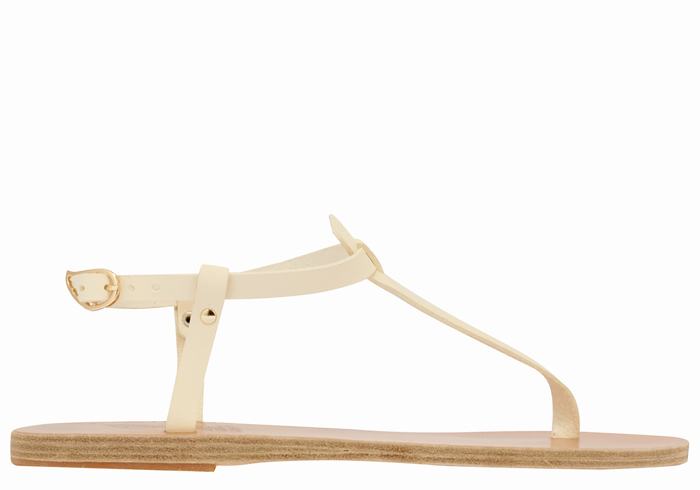 Ancient Greek Sandals Lito Flip Flop Leather Women Back-Strap Sandals White | AFJ8341BW