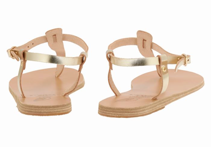 Ancient Greek Sandals Lito Flip Flop Leather Women Back-Strap Sandals Gold White | HEB7582SH