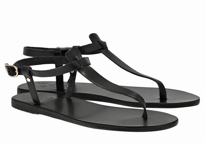 Ancient Greek Sandals Lito Flip Flop Leather Women Back-Strap Sandals Black | PJY1314JE