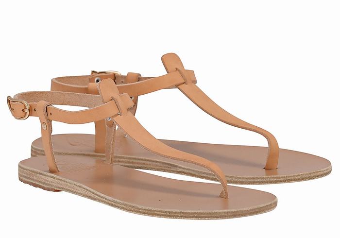 Ancient Greek Sandals Lito Flip Flop Leather Women Back-Strap Sandals Beige | LTR3863GG