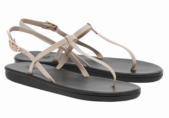 Ancient Greek Sandals Lito Flip Flop Women Back-Strap Sandals Grey Brown | DEZ9570OC