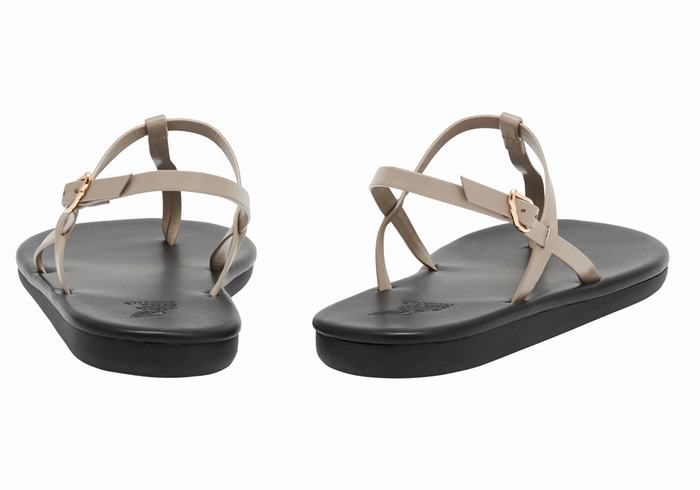 Ancient Greek Sandals Lito Flip Flop Women Back-Strap Sandals Grey Brown | DEZ9570OC