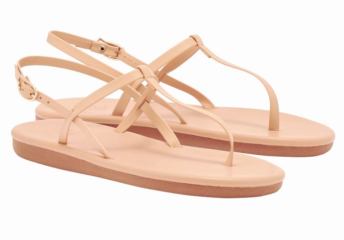 Ancient Greek Sandals Lito Flip Flop Women Back-Strap Sandals Beige | GSK4654SN