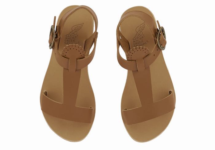 Ancient Greek Sandals Little Amber Soft Kids' Flat Sandals Dark Brown | KYL47YU