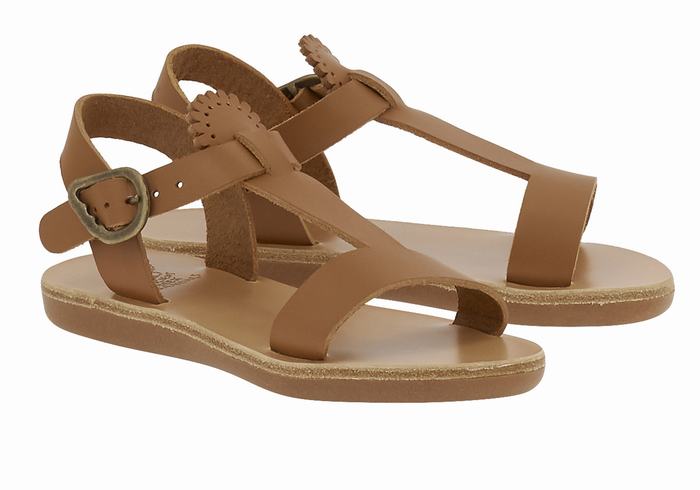 Ancient Greek Sandals Little Amber Soft Kids' Flat Sandals Dark Brown | KYL47YU