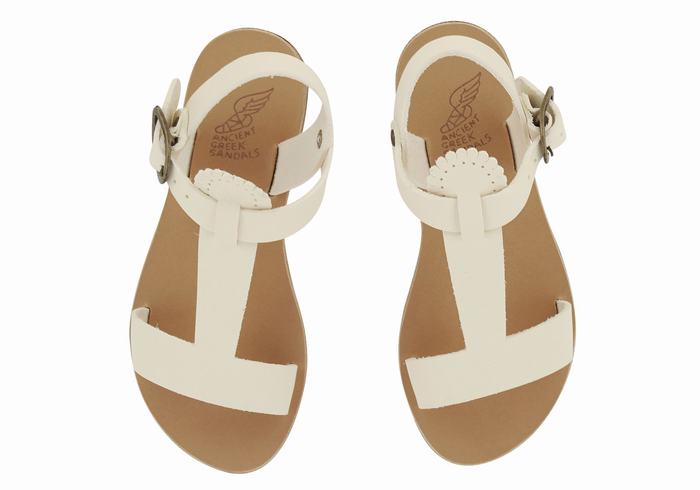 Ancient Greek Sandals Little Amber Soft Kids' Flat Sandals White | UIJ8628ND