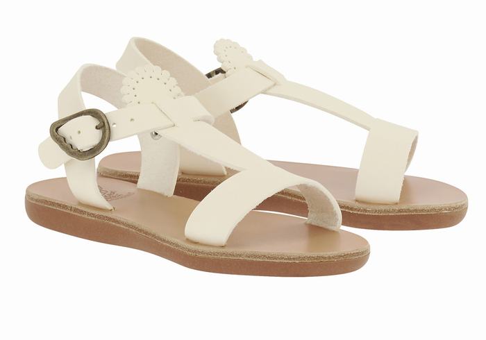 Ancient Greek Sandals Little Amber Soft Kids' Flat Sandals White | UIJ8628ND