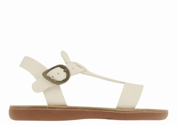 Ancient Greek Sandals Little Amber Soft Kids\' Flat Sandals White | UIJ8628ND