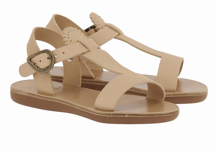 Ancient Greek Sandals Little Amber Soft Kids' Flat Sandals Beige | KSK6647KY