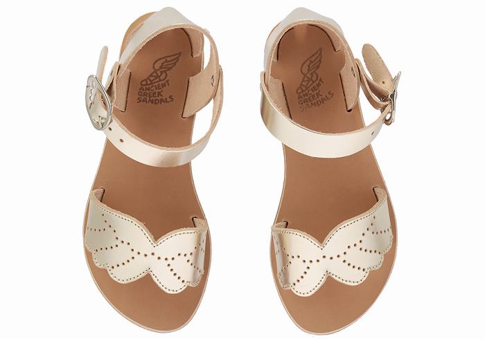 Ancient Greek Sandals Little Andromeda Soft Kids' Casual Sandals Gold White | LRL6354XP