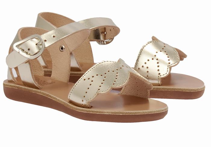 Ancient Greek Sandals Little Andromeda Soft Kids' Casual Sandals Gold White | LRL6354XP