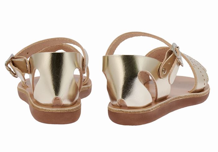 Ancient Greek Sandals Little Andromeda Soft Kids' Casual Sandals Gold White | LRL6354XP