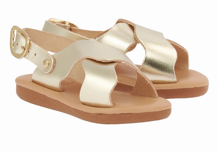 Ancient Greek Sandals Little Atokos Soft Kids' Casual Sandals Gold White | QDA219FW