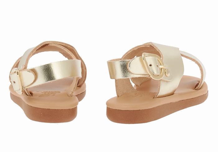 Ancient Greek Sandals Little Atokos Soft Kids' Casual Sandals Gold White | QDA219FW