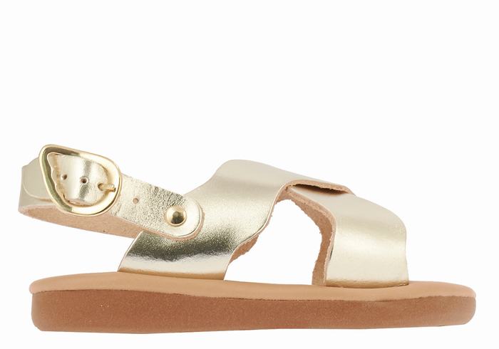 Ancient Greek Sandals Little Atokos Soft Kids\' Casual Sandals Gold White | QDA219FW