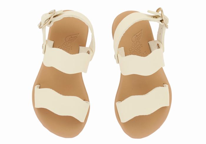 Ancient Greek Sandals Little Calamos Soft Kids' Casual Sandals White | KMV5594FI