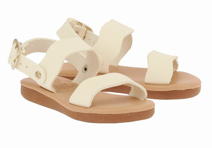 Ancient Greek Sandals Little Calamos Soft Kids' Casual Sandals White | KMV5594FI