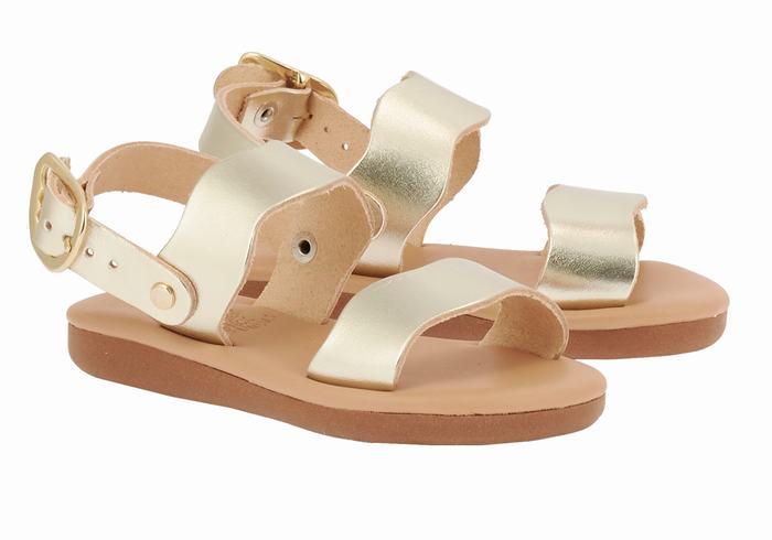 Ancient Greek Sandals Little Calamos Soft Kids' Casual Sandals Gold White | PXK5616IB