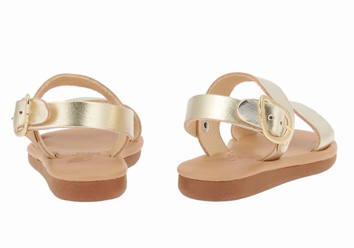 Ancient Greek Sandals Little Calamos Soft Kids' Casual Sandals Gold White | PXK5616IB