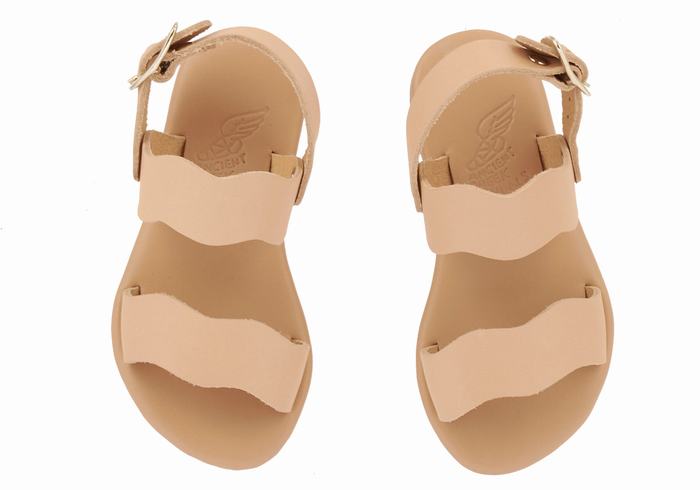 Ancient Greek Sandals Little Calamos Soft Kids' Casual Sandals Beige | BEV7039OM