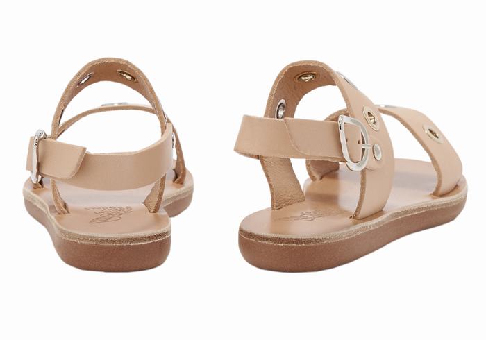 Ancient Greek Sandals Little Clio Eyelets Soft Kids' Casual Sandals Beige | QJQ2644RG