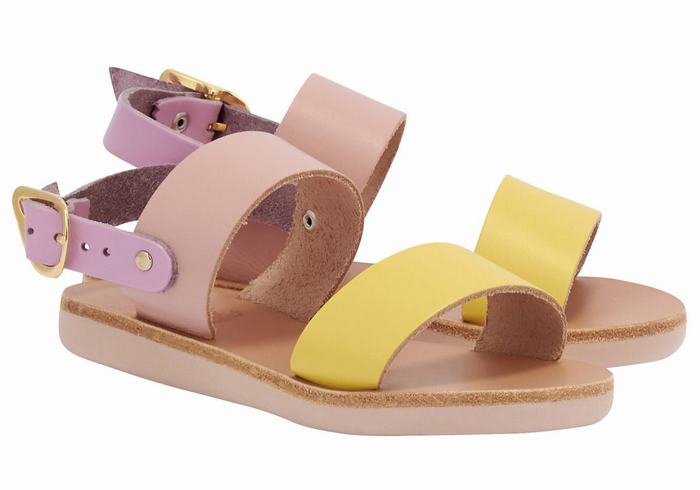 Ancient Greek Sandals Little Clio Soft Kids' Casual Sandals Yellow Pink Purple | PNK6970DN