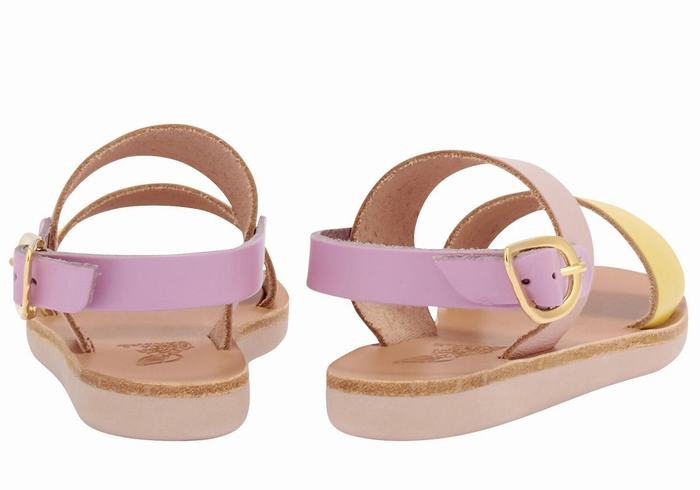 Ancient Greek Sandals Little Clio Soft Kids' Casual Sandals Yellow Pink Purple | PNK6970DN