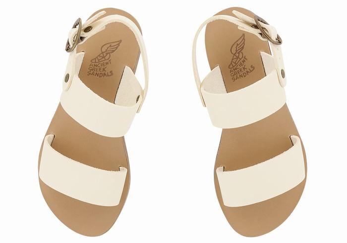 Ancient Greek Sandals Little Clio Soft Kids' Casual Sandals White | RSU6369FF