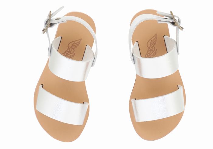 Ancient Greek Sandals Little Clio Soft Kids' Casual Sandals Silver | YRR5314WB