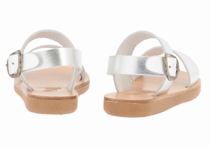 Ancient Greek Sandals Little Clio Soft Kids' Casual Sandals Silver | YRR5314WB