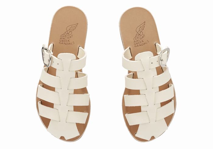 Ancient Greek Sandals Little Cosmia Soft Kids' Fisherman Sandals White | PRG3937FQ