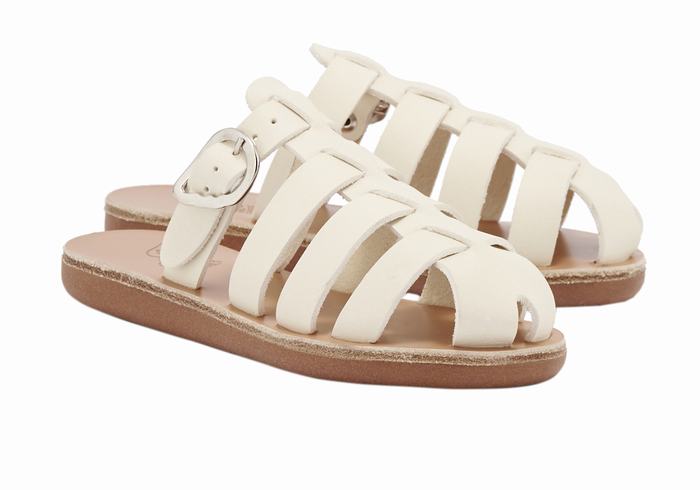 Ancient Greek Sandals Little Cosmia Soft Kids' Fisherman Sandals White | PRG3937FQ