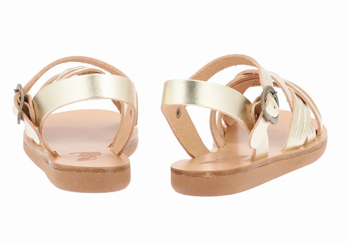 Ancient Greek Sandals Little Electra Soft Kids' Flat Sandals Gold White | OIP1413XV