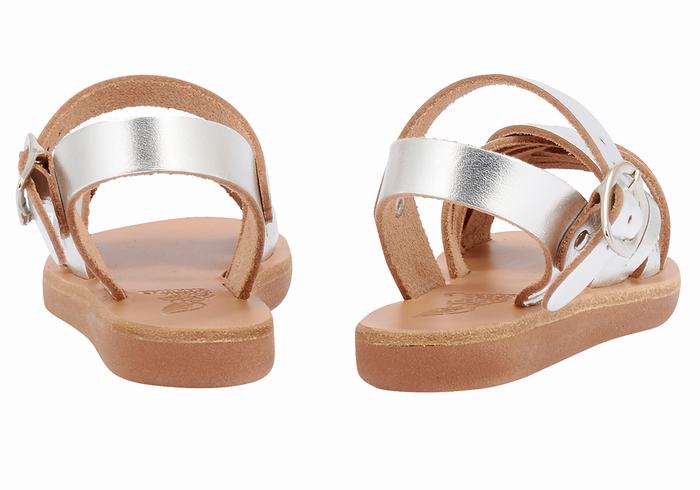 Ancient Greek Sandals Little Electra Soft Kids' Flat Sandals Silver | MJM2661FW