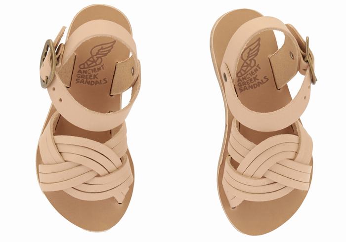 Ancient Greek Sandals Little Electra Soft Kids' Flat Sandals Beige | IIA217II