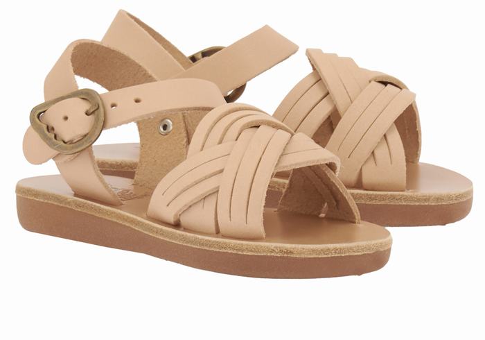 Ancient Greek Sandals Little Electra Soft Kids' Flat Sandals Beige | IIA217II