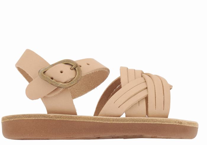 Ancient Greek Sandals Little Electra Soft Kids\' Flat Sandals Beige | IIA217II