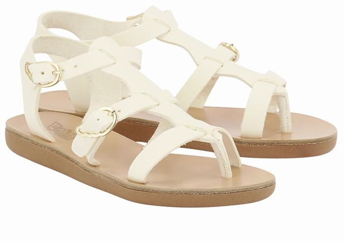 Ancient Greek Sandals Little Grace Kelly Soft Kids' Flat Sandals White | KXA868II