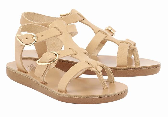 Ancient Greek Sandals Little Grace Kelly Soft Kids' Flat Sandals Beige | QYX1564EB