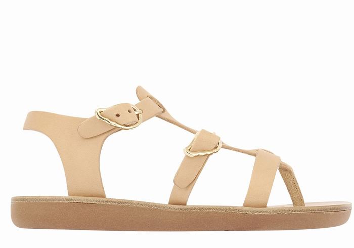 Ancient Greek Sandals Little Grace Kelly Soft Kids\' Flat Sandals Beige | QYX1564EB