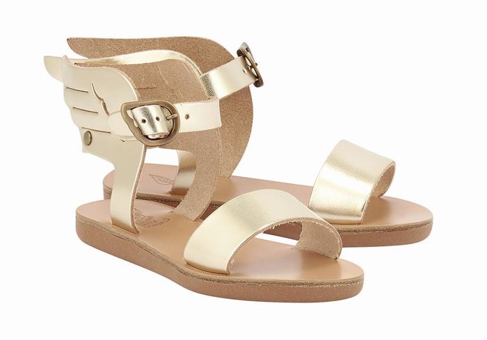 Ancient Greek Sandals Little Ikaria Soft Kids' Casual Sandals Gold White | OOE5733BZ