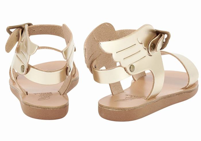 Ancient Greek Sandals Little Ikaria Soft Kids' Casual Sandals Gold White | OOE5733BZ