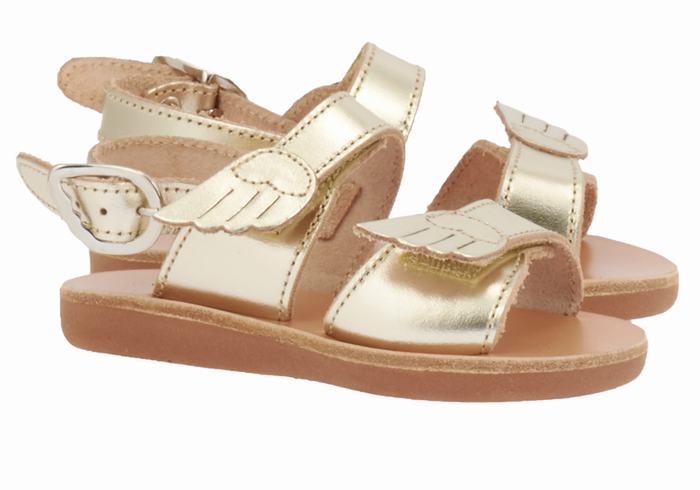 Ancient Greek Sandals Little Iliada Soft Kids' Casual Sandals Gold White | SOS369JO