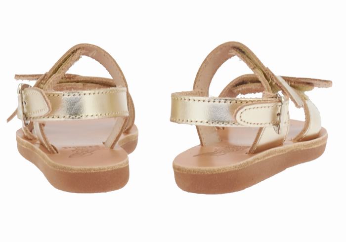 Ancient Greek Sandals Little Iliada Soft Kids' Casual Sandals Gold White | SOS369JO