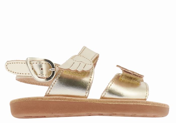 Ancient Greek Sandals Little Iliada Soft Kids\' Casual Sandals Gold White | SOS369JO